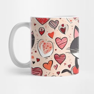 Valentines day cat and hearts pattern gift ideas Mug